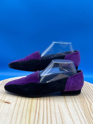 Predictions Loafer Women's Sz 9M Black/Purple Suede Leather Slip-On A24675