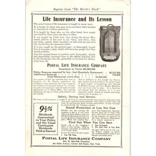 c1930 Postal Life Insurance Company Wm. R. Malone Leaflet AD8-R7