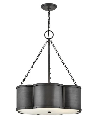 Hinkley Lighting 4446 Chance 3 Light 22"W Drum Chandelier - Blackened Brass - Picture 1 of 4
