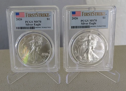 2026 SILVER EAGLE 2-COIN SET PCGS MS70 First Strike - Sequential certs