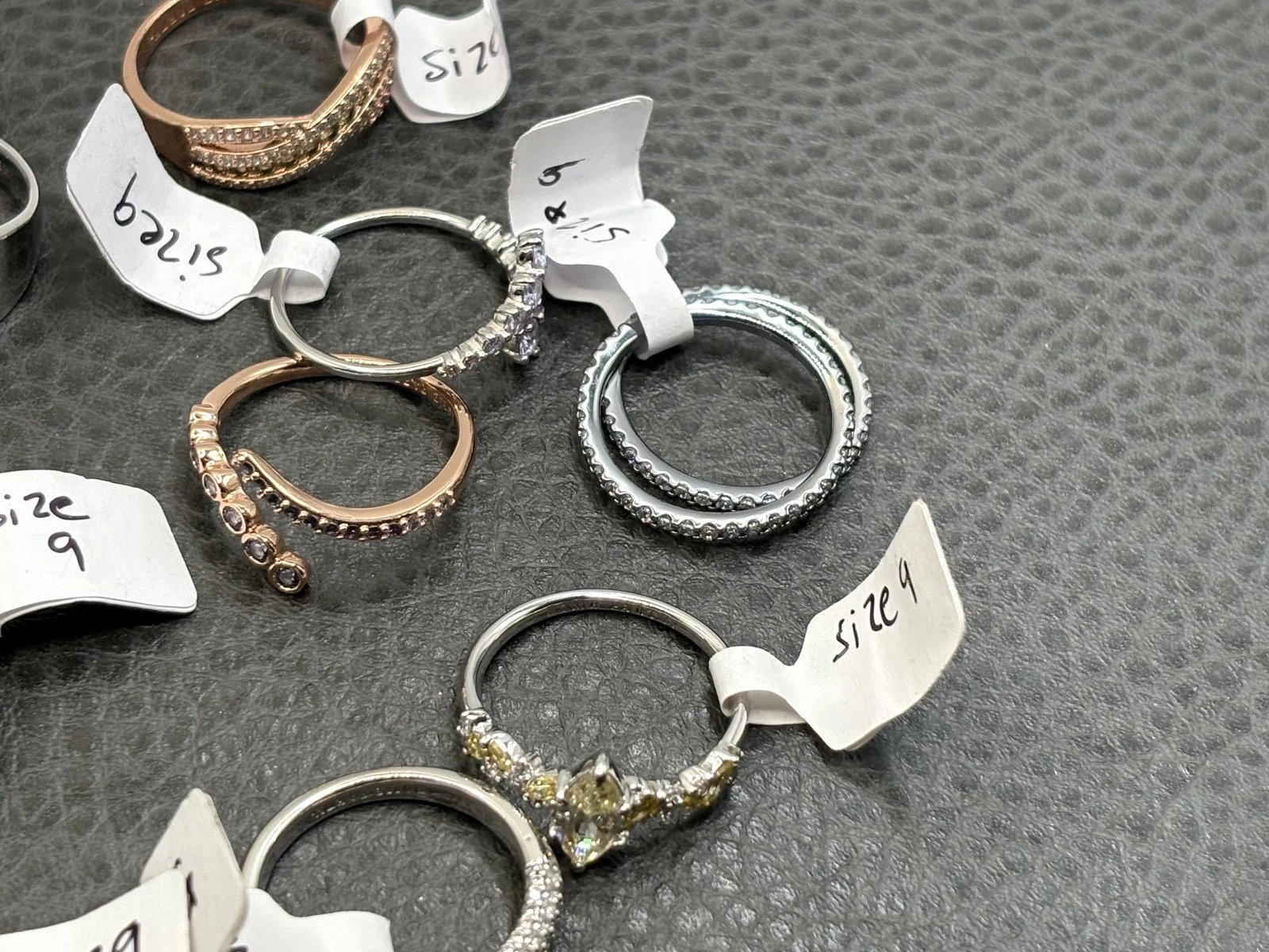 Lot Of Bomb Party Rings Cocktail Statement Crystal Silver / Rose / Gold Tone - product detail image 12