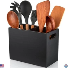 Large 2 Compartment Utensil Holder Caddy for Kitchen Countertop Organizer