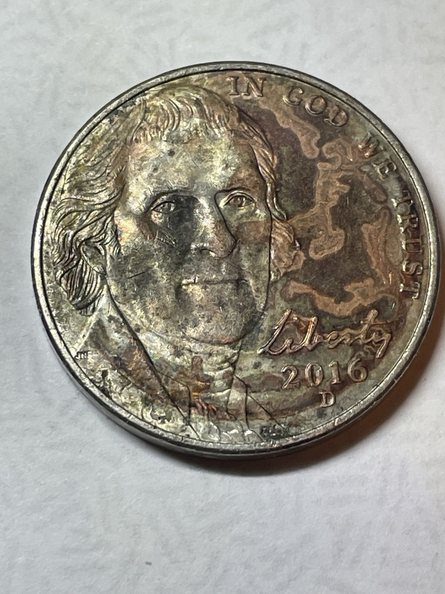 2016-D Jefferson Nickel 5FS Improperly Annealed Planchet EXCELLENT