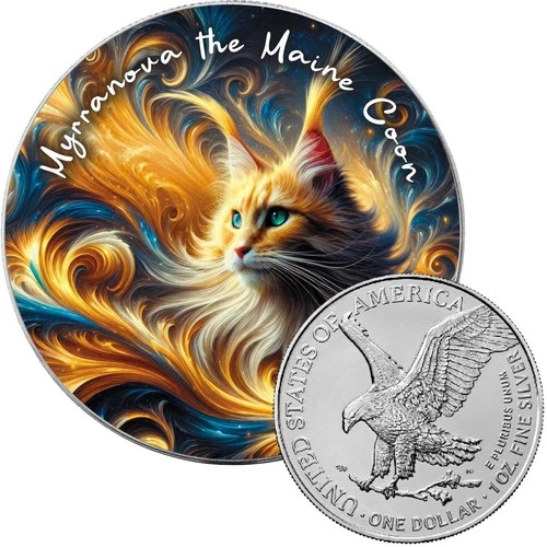 Myrranova the Maine Coon Nebula Cats American Silver Eagle $1 1 oz 2025 Coin USA