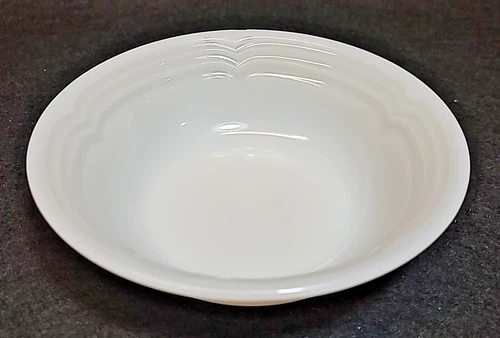 Vintage Anchor Hocking Fire-King Ivory Three Bands 5" Dessert Bowl, 1952-56