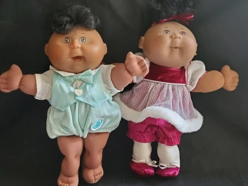 H Vintage CPK Cabbage Patch Kids LITTLE AA Holiday Dressy DOLLS LOT w/ Clothes