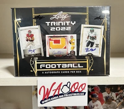 2022 Leaf Trinity Football Factory Sealed Hobby Card Box 5 Autos Per Box!