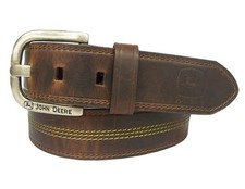 John Deere Western Belt Mens Triple Stitching Logo Brown 4503500