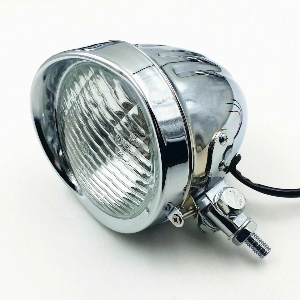 Motorcycle High /Low Beam Headlight Head Lamp Retro Head light Custom Universal - Image 2 of 4