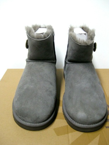 UGG MINI BAILEY BUTTON BLING DAMEN STIEFEL WILDLEDER GRAU US 6 /UK 4 /EU 37 /JP 23 - Bild 2 von 5
