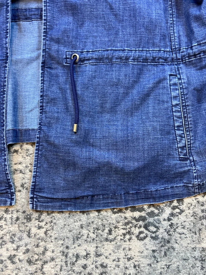 Chaqueta vaquera Lane Bryant drapeada frente abierto para mujer talla grande 22 pulgadas cuerda Foto 3 de 4