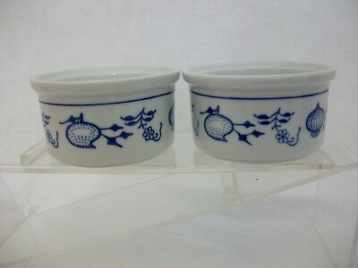 Antique KAHLA Porcelain Blue Onion Ramiken Bowls German Democratic Republic