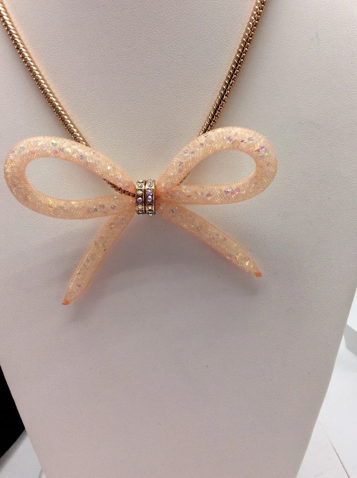 $52 Betsey Johnson Oro Rosa - Tono Piedra Malla Arco Frontal Collar B101 Foto 2 de 4