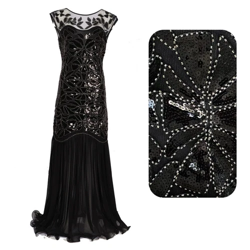 Deluxe Womens Dress 1920s Gatsby Flapper Long Sequin Retro Party Evening Cosplay - Picture 19 of 28