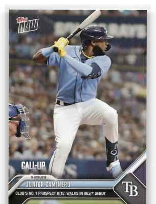 JUNIOR CAMINERO Rookie Call-Up MLB Debut 2023 Topps Now #911 Rays, PR: 4139  