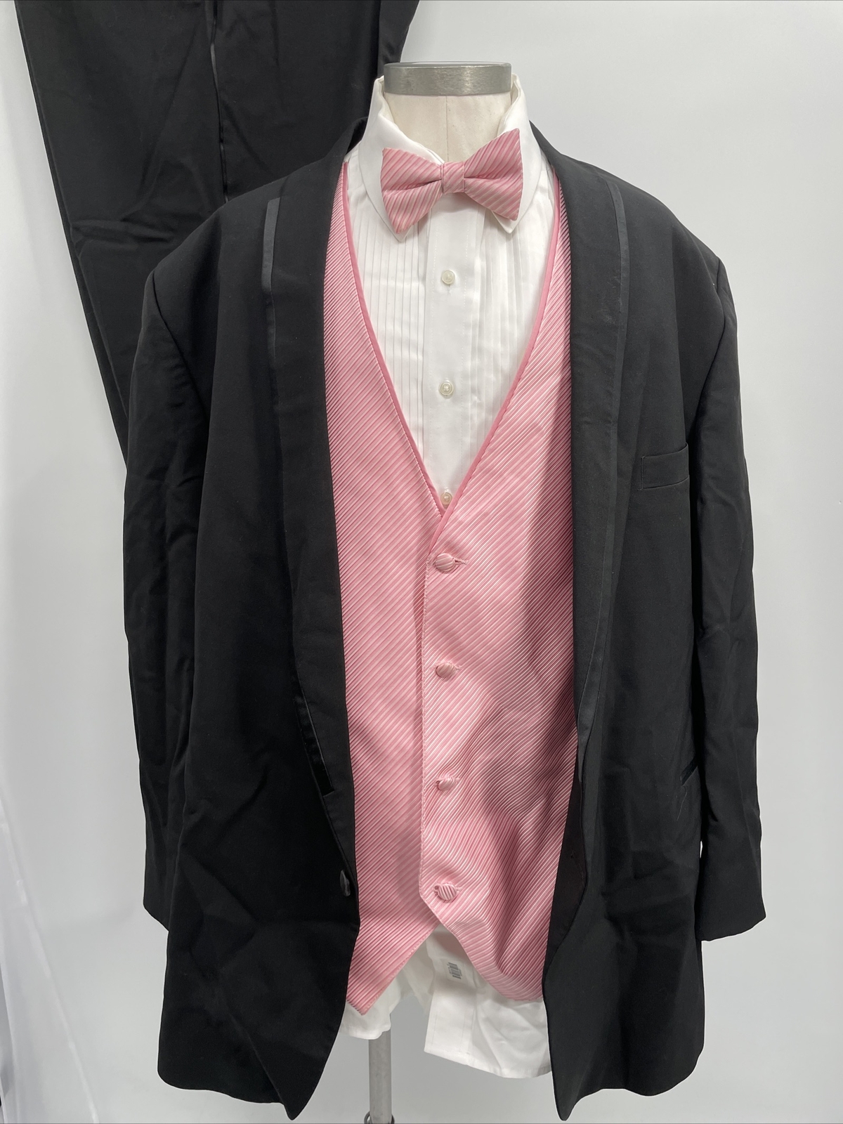 After Six Men's Wool 5 Piece Two Button Black Tuxedo Suit Jacket Size 52L image 3