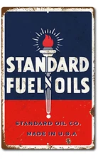 Standard Fuel Oils Gasoline Sign, Gas Station, Garage, Auto Shop, Retro Tin Sign