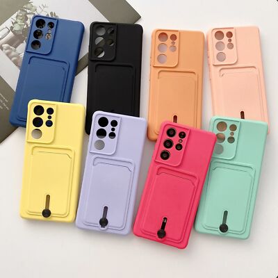 For Samsung S25 Ultra S25 FE S22 S21 S20 FE A52 5G Soft Rubber Card Holder Case