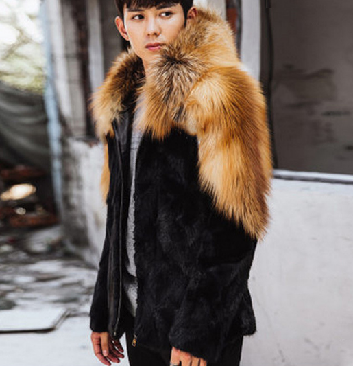 Mens Faux Fur Coats Casual Jacket Warm Winter Short Plus Handsome