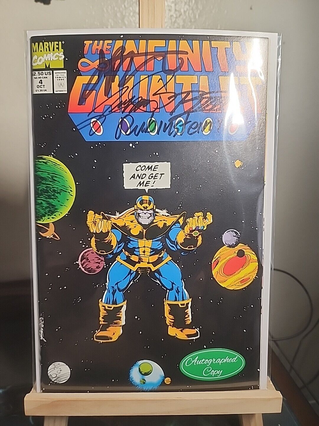 THE INFINITY GAUNTLET 4 SIGNED BY GEORGE PEREZ JIM STARLIN RON LIM RUBINSTEIN .