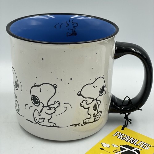 Snoopy 'Dancing' Large Ceramic Mug • 75th Anniversary Coffee/Tea Cup • New