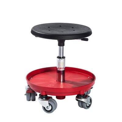 Rollhocker Montagehocker, 3750 cm Sitzhöhe, Ablage, Doppelrollen, rot