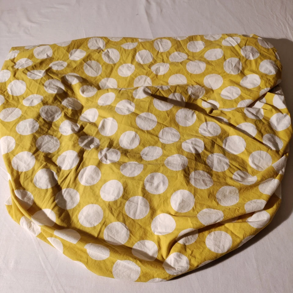 The Land Of Nod Fitted Crib Sheet Yellow w/ White Polka Dots #1  CRYE Peep Dot - Image 2 of 4