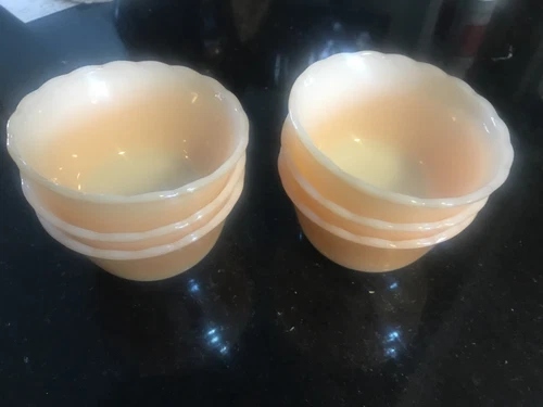 6 Vintage Fire King Peach Luster Custard Cups