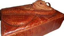 Vintage Mid-Century Baby Alligator Genuine Gator Leather Purse Bag LARGE SIZE