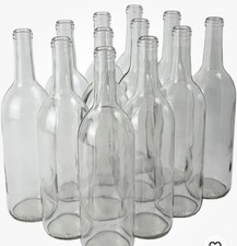 12 Clear Bordeaux Wine Bottles, 750 ml, Fits 8  9 Corks - Stylish  Durable
