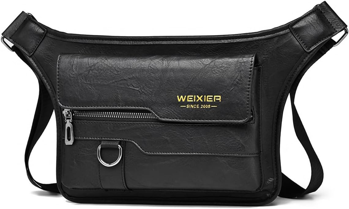 ANPTER Mens Shoulder Bag PU Leather Messenger Crossbody for Black
