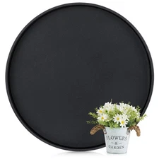 Ottoman Serving Tray Round: Large Faux Leather Coffee Table Trays 18 Inches D...