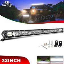 30 Dual Row Led Light Bar Spot Flood Combo Work Offroad Suv Boat Driving Atv 32