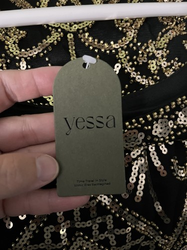 Yessa Flapper Kleid 20er Jahre Spitze Pailletten Fransen toller Gatsby Gr. S & Accessoires - Bild 9 von 13