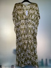 FULL LENGTH FLOATY 100% COTTON GREEN COVER UP/DRESS, NEW, LARGE