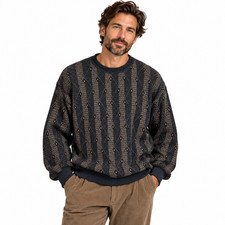 Vintage 90s Tricots St Raphael Merino Wool Sweater M Gray Geometric Grandpa Dad