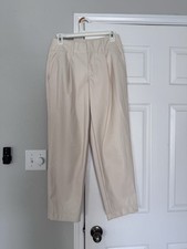 A New Day Women's High-Rise Faux Leather Tapered Ankle Pants Cream Color Size 2