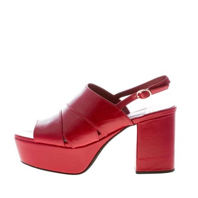 JEFFREY CAMPBELL damen schuhe Rotes Leder Reliable Plateau Sandale 9 cm