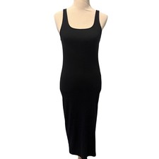 Forever 21 Womens Black Ribbed Knit Bodycon Midi Tank Dress Size Large
