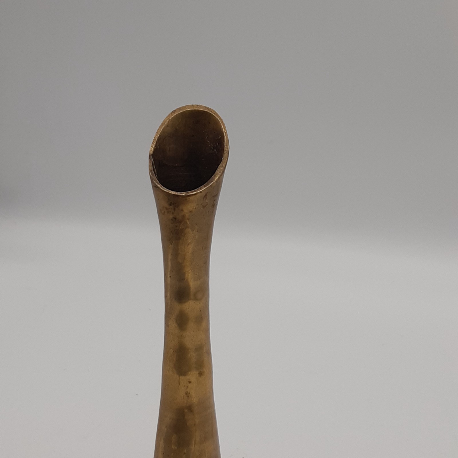 Vintage MCM Brass Trumpet Bud Vase 70s Slanted Top image 2