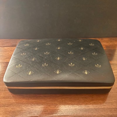 Vintage Black FARRINGTON Men's Small 8 1/2'' X 6'' Jewelry Box - Red Lining