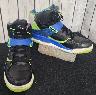 Jordan Flight Mid Black Neon Green Blue Strap Sneakers Mens US 11 616816-029