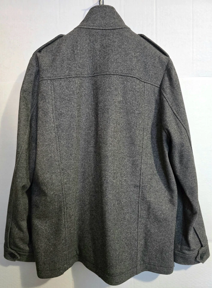 Express 4-Pocket Gray Wool-Blend Tweed Winter Coat | Men's XL - Image 3 of 4