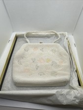 Vintage Ivory "Tulip" Beaded Purse Evening Bag 1960's Hand Made in Japan