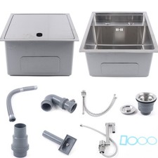 Hidden Square Stainless Steel Kitchen Sink Single Bowl with Faucet Drain Pipe