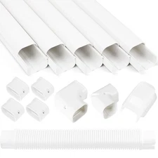 Mini Split Line Set Cover Kit 3"W 10Ft Air Conditioners Decorative PVC Slim L...