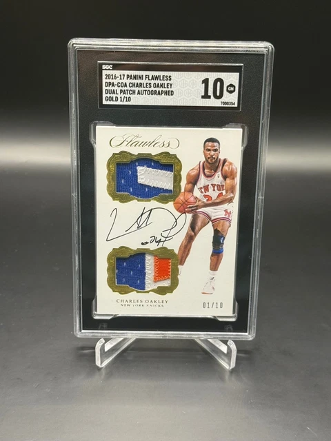 2016-17 Flawless Charles Oakley GU Dual Patch Auto GOLD 1/10 SGC 10 GEM Knicks