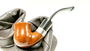 UNSMOKED No Name Smooth Medium Briar Calabash w Sterling Shank Repair Band