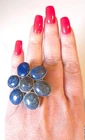 Vintage Huge Sterling Silver Lapis Lazuli Flower Ring Size 8
