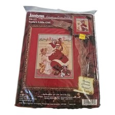 VTG Janlynn Christmas Cross Stitch Kit Santa's Little Girl 12x15" 08-113 NOS